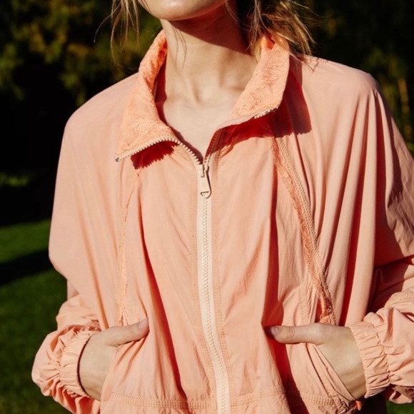 FP NWT Namaslay Peachy Lace Ruffle Coquette Cottagecore Windbreaker Coat Jacket - Picture 16 of 16